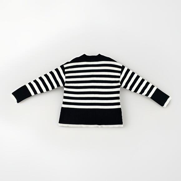 Zara Black White Breton Striped Sweater Women’s S Crewneck Paris Oversized Knit - Picture 9 of 10